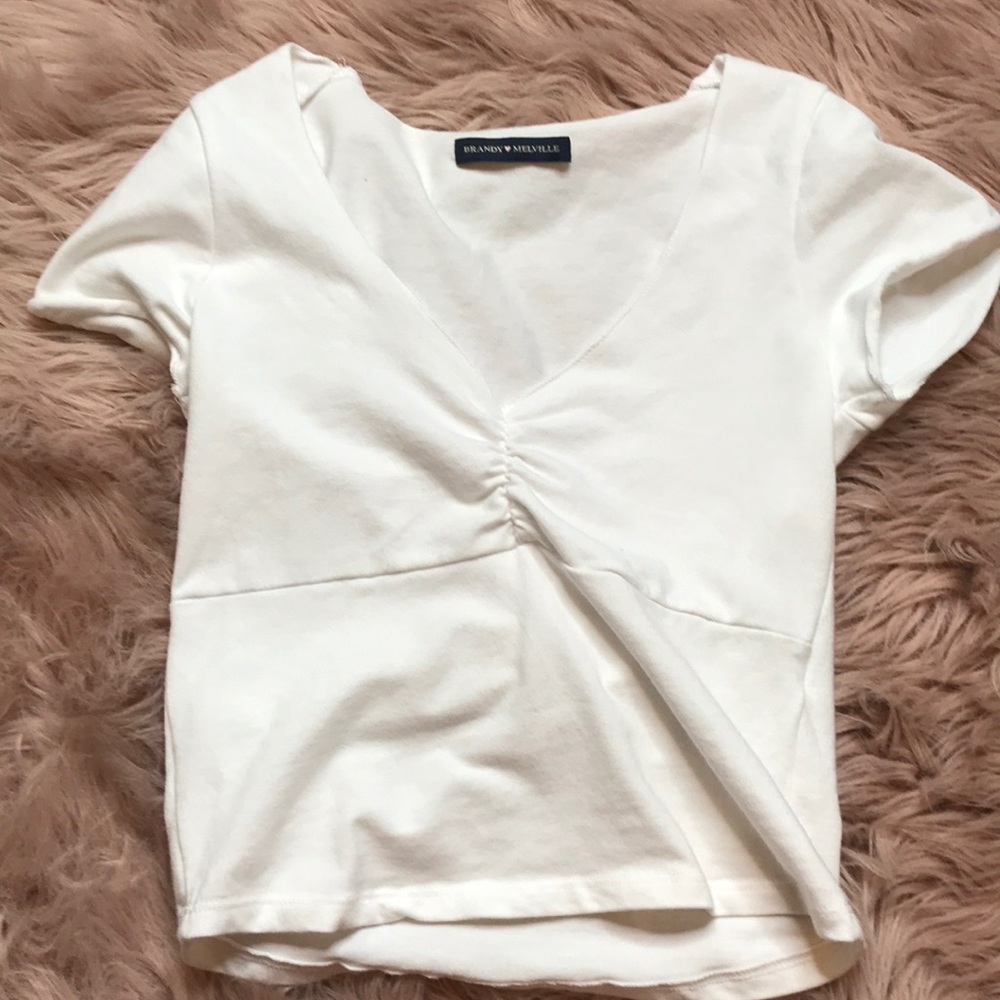 White low cut crop top brandy mellvile